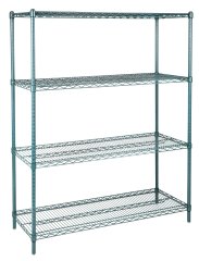 Стеллаж VX-S 610х610х1895/4  Zinc Platingс зеленым антибактериальным эпоксидным покрытием